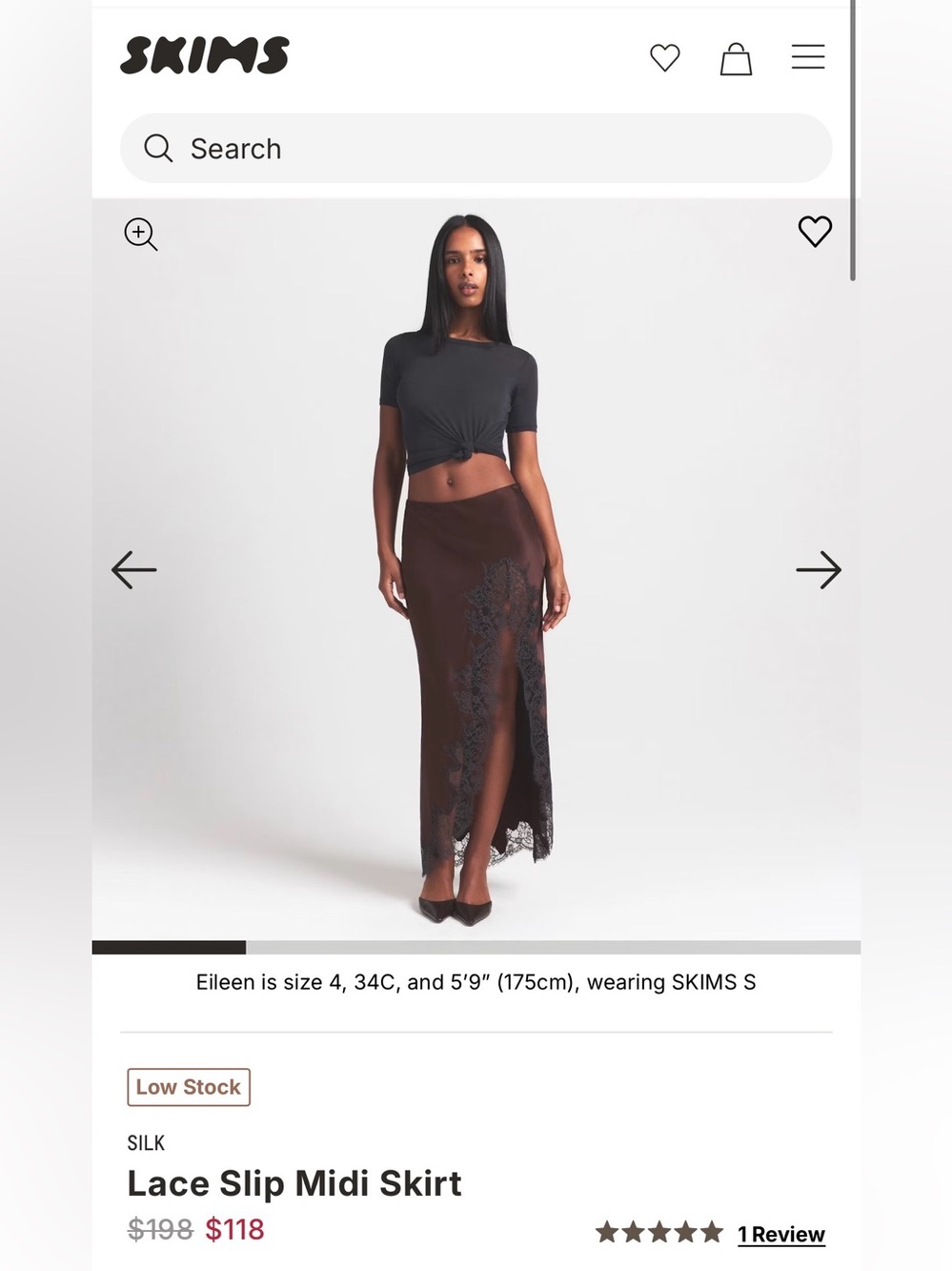 SKIMS Lace Slip Midi Skirt